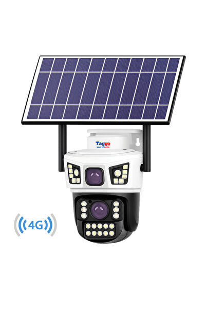 Taggo Cameră de supraveghere solară AOV 8MP 4G cu eSIM, 2 lentile, monitoriza...