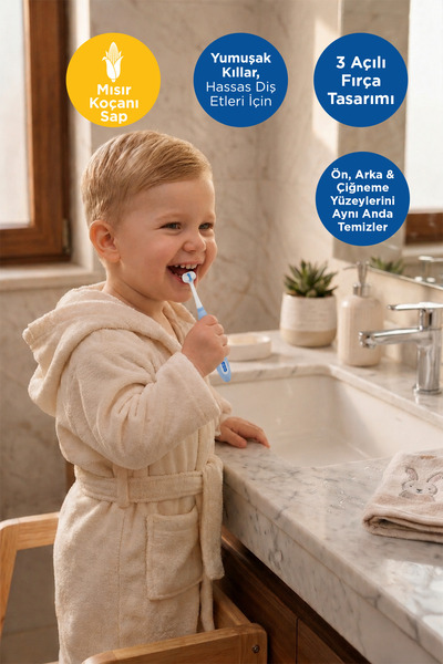 BABYTON Toothhugger 3 Yönlü Çocuk Diş Fırçası Coco