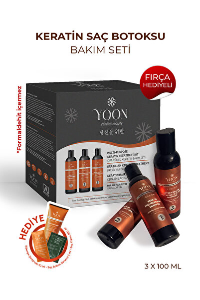 YOON Keratin Saç Bakım Seti - Formaldehitsiz, Kokusuz, Vegan ve Evde Kullanım...