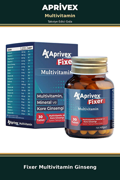 Aprivex Fixer Multivitamin 30 Tablet Kore Ginsengi Vitamin Mineral Kompleksi ...