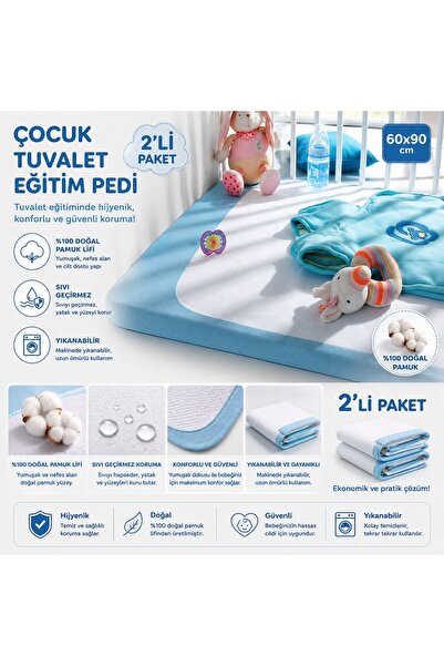 CDE Anti-Alerjik Abso Çocuk Tuvalet Eğitim Pedi 60x90 cm Yıkanabilir Sıvı Geç...