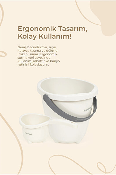 Babyjem Elegant Bebek Su Kovası & Elegant Bebek Su Maşrapası - 2'Li Set - Kum...