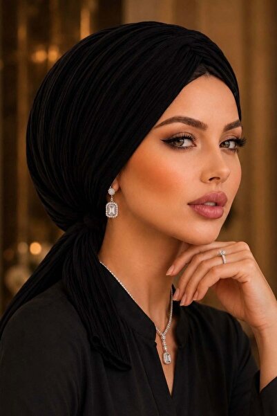 Aişe tesettür فستان سهرة أسود مطوي بإبزيم