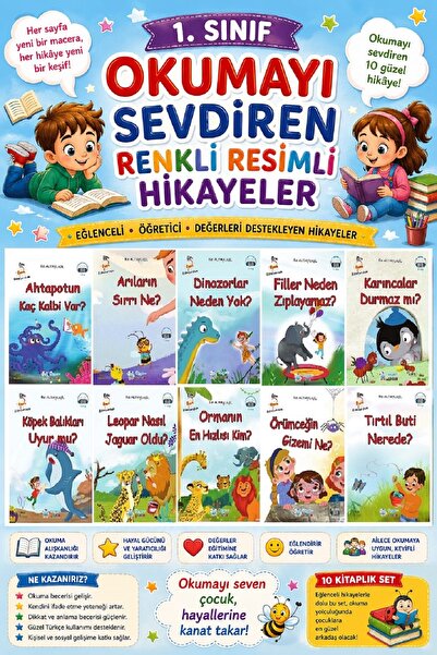 Üçgen Yayıncılık 1. Sınıf Okumayı Sevdiren Renkli Resimli Hikayeler 20- 10 Kitap