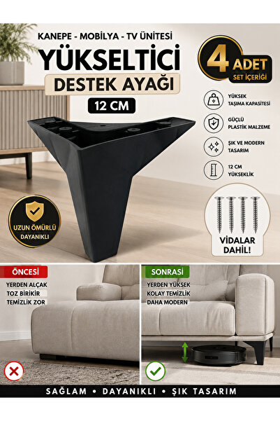 yusa stores Canapea Mobilier Fotoliu Suport TV Picior 12 Cm Plastic Negru Pic...