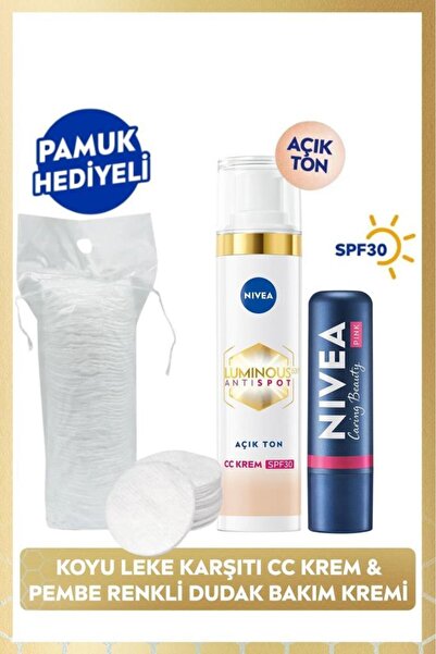 NIVEA SPF30 Luminous630 Leke Karşıtı CC Kremi 40ml, Açık Ton, Pembe Renkli Du...