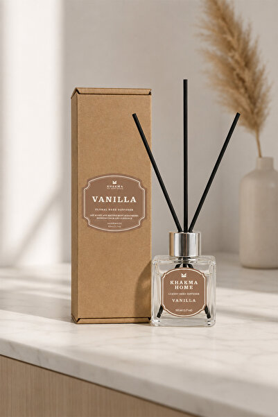 KHAKMA 50 ml Bambu Çubuklu Vanilya Oda Kokusu – Vanilla Reed Diffuser | Kompa...