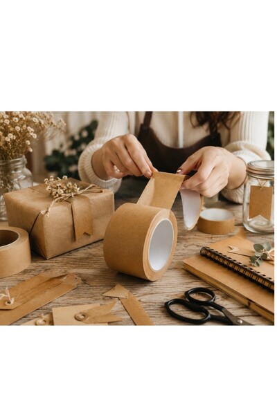 RASS Kraft Kağıt Bant Doğal Kraft Güçlü Yapışkan Tabaka 50mm×40mt