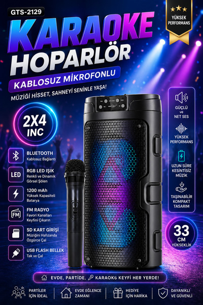 nextbuy Bluetooth Hoparlör Kablosuz Mikrofonlu Karaoke Speaker Ses Bombası RG...