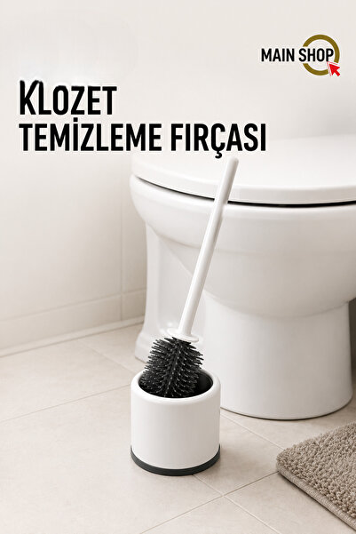 MAİN SHOP Perie flexibilă din silicon pentru toaletă, fără miros, cu recipien...