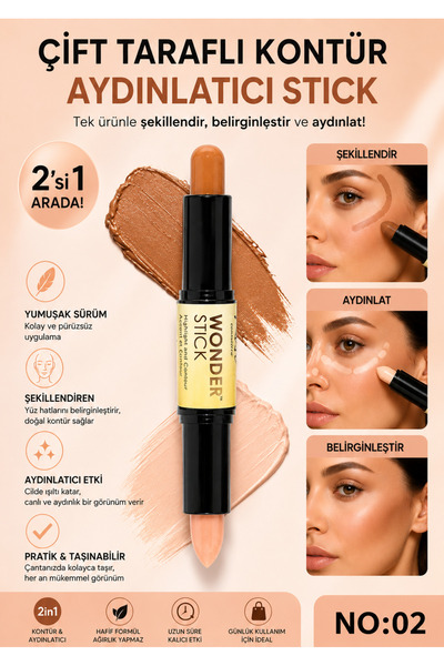 SETBEAUTY Çift Taraflı Kontür Aydınlatıcı Stick No:02