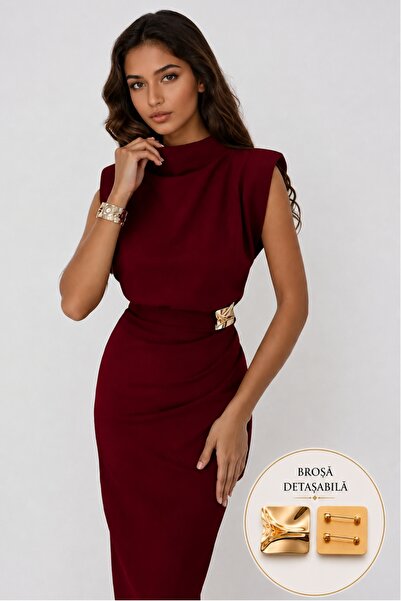 OLSAMODA Rochie de seară pentru femei, cu pernițe pentru umeri , cu detaliu d...