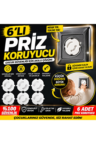 Bebek 6’lı Çocuk Güvenlikli Priz Koruyucu Kapak Seti