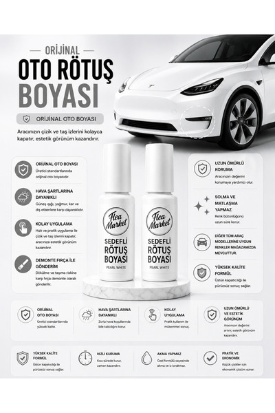 Flea Market TESLA BEYAZ - Çizik Taş İzi Giderici PPSW Beyaz Uyumlu Kendin Yap...