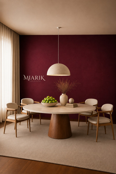 MIARIK DESIGN & DEKORASYON Yuvarlak Ahşap Huni Ayak Traverten Tabla Flaubert ...