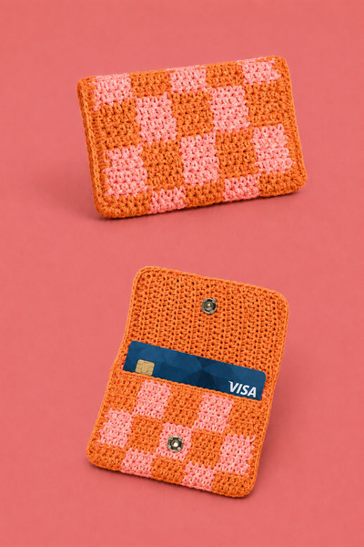 Little Wow! Things Swipe Me Pretty Renkli Dama Desenli El Yapımı Örgü Kartlık