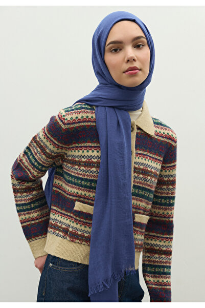 Freshscarfs Kaşmir Dokulu Şal Koyu Mavi