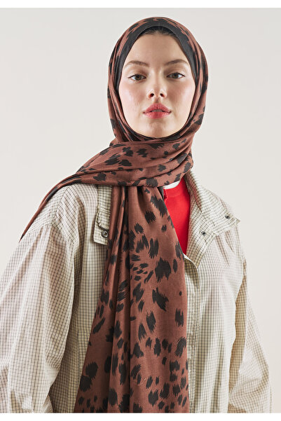 Freshscarfs Șal din ramie cu model ghepard maro