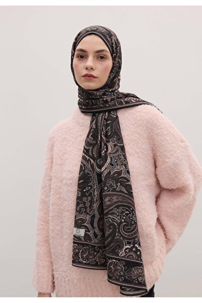Freshscarfs Șal cu model vintage în nuanțe de cacao închis