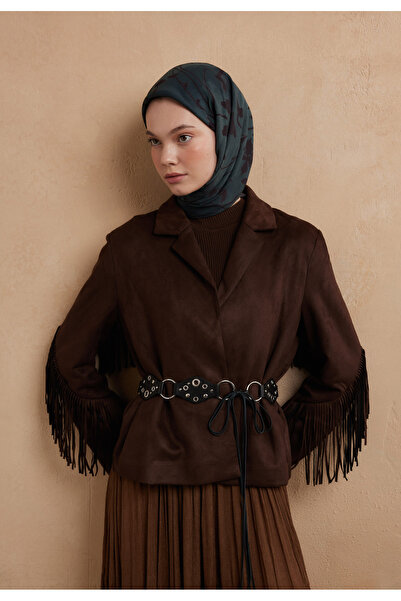 Freshscarfs Eșarfă din bumbac și mătase cu model Petrol Dark Forest