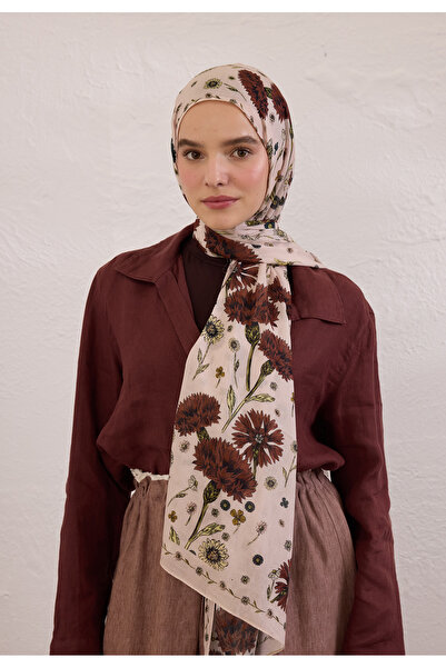 Freshscarfs Bloomıng Dahlıa Desen Rami Şal Soft Pembe