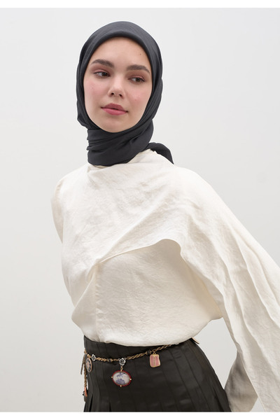 Freshscarfs Ανθρακί βαμβακερό φουλάρι βισκόζης