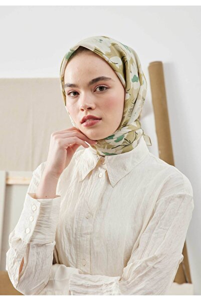 Freshscarfs Multi Flower Desen Pamuk İpek Eşarp Adaçayı