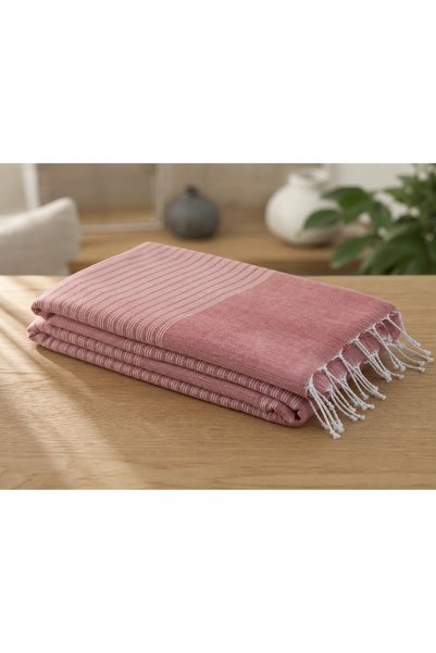 bohemian buldan Natural Red 90x190 Cotton Peshtemal
