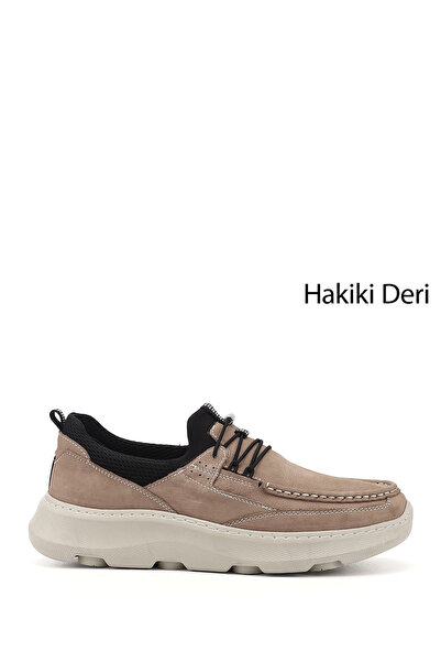 GÖNDERİ(R) Men's Sand Nubuck Lace-Up Genuine Leather Comfort Shoes