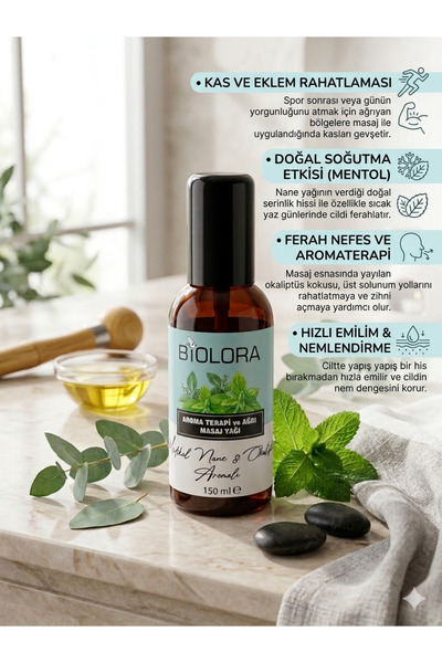 Biolora Medikal Nane & Okaliptus Rahatlatıcı Masaj Yağı 150ml.