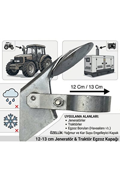 gcstore 12cm-13cm Egzoz Borusu Yağmur Kapağı Flap Kapak Traktör Kamyon Jenera...