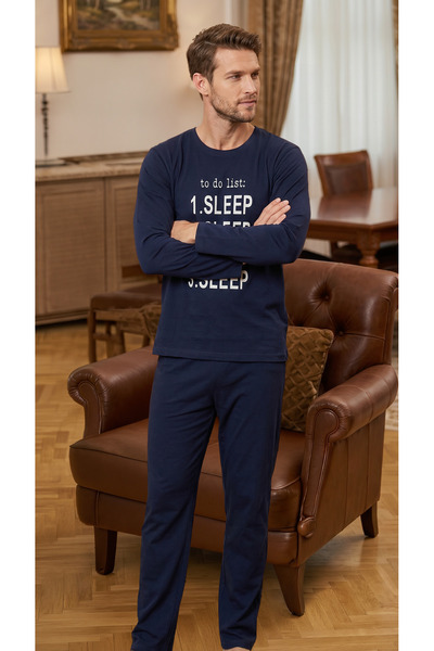 Rimoli 100% pamuk komad Single jersey muške pidžame set za spavanje Štampano