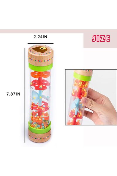 Arabest Mini Wooden Rainmaker Stick, Beaded Raindrops Shake Toy for Auditory ...