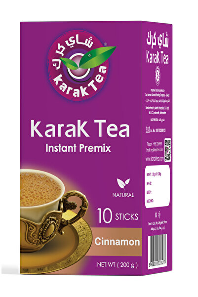 KARAK TEA مسحوق الشاي الإماراتي الفاخر الأصلي سريع التحضير، مع القرفة، 10 أكي...