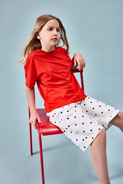 DeFacto Tricou cu mânecă scurtă, brodat, cu gât rotund, pentru fete H6645A826SM