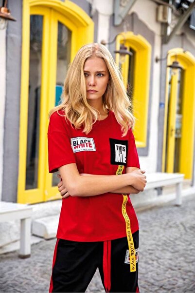 FIRST STYLE Turkish Red and Black Sporty Set with a Feminine Touch
