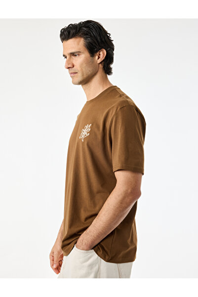Koton Crew Neck Cotton Short Sleeve Embroidered Oversize T-Shirt