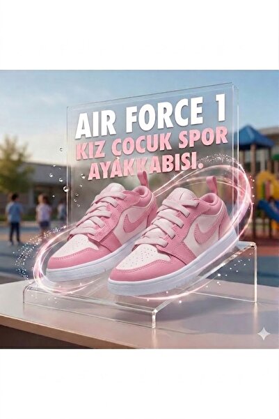 Nike Jordan 1 Low Alt Ps kız Çocuk lastik bağcıklı pembe cırtlı deri Ayakkabı...