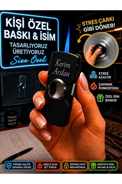 TrendÜrünlerim Kişiye Özel İsim Baslı Gazlı Çakmak
