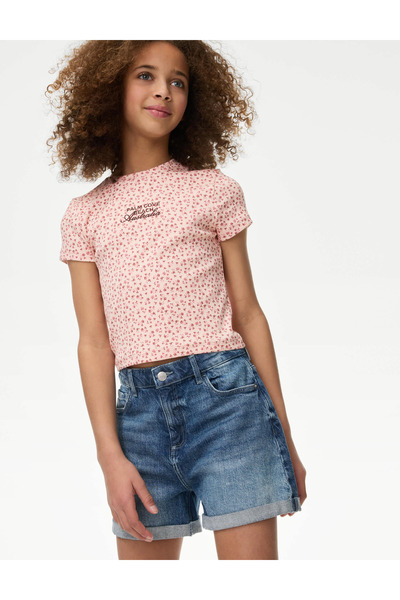 Marks & Spencer ​Pamuk Karışımlı Ditsy Desenli Tişört (6–16 Yaş)