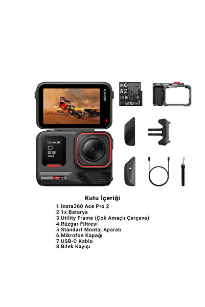 Insta360 Ace Pro 2 Xplorer Bundle 8K Aksiyon Kamera Gri Tek Batarya Deklanşör...