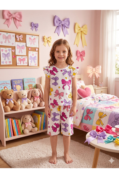 Pajama Shop Devojčice, pamučna letnja tanka tkanina, set pidžama sa kratkim r...