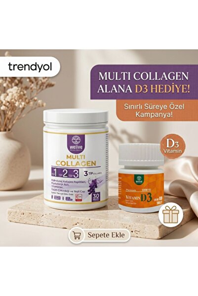 Welive Multi Collagen Powder 3 Tip Kolajen | Hyaluronik Asit & Vitamin İçeren...