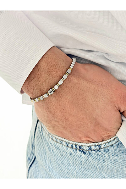 FERRO Yellow and Silver Steel Men's Bracelet Frj10162A-D 2 Year Warranty Gift...