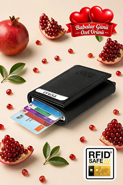 POLOGRAND London RFID защитен подарък за татко със стилен портфейл за карти з...