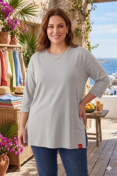 elma abone Plus Size Combed Tunic