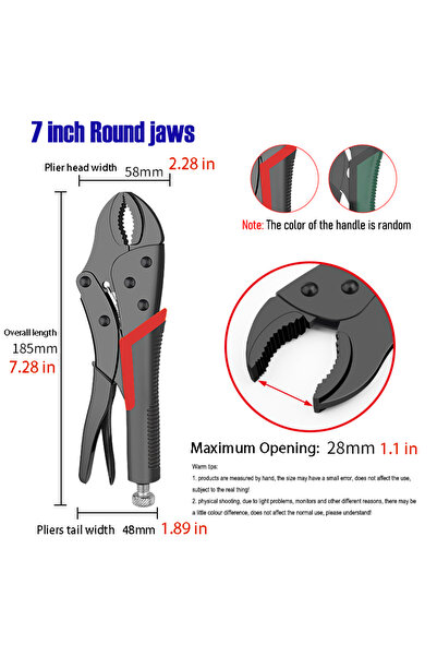 Choice5 7 in round 7/9/10" Multi-Function Locking Pliers Round/Straight Mooth...
