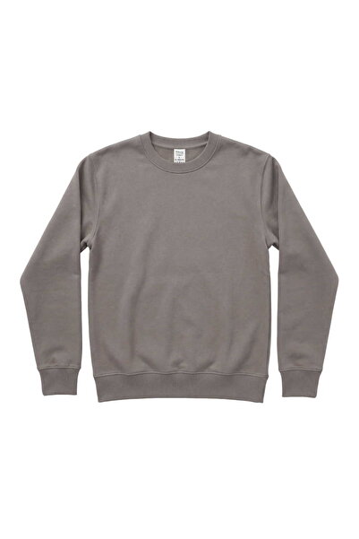 RELAXIA Bărbați Gri guler rotund basic Swea tricou Mânecă lungă cu nervuri Re...