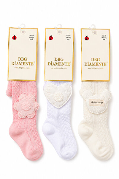 DBG ÇORAP Kız Bebek Pamuklu Külotlu Çorap 3'lü Paket Terletmeyen Yumuşak Doku