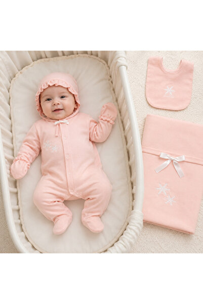 LisaLoom Starfish Embroidered 0-3 Months Baby Girl Hospital Release 5-Piece N...